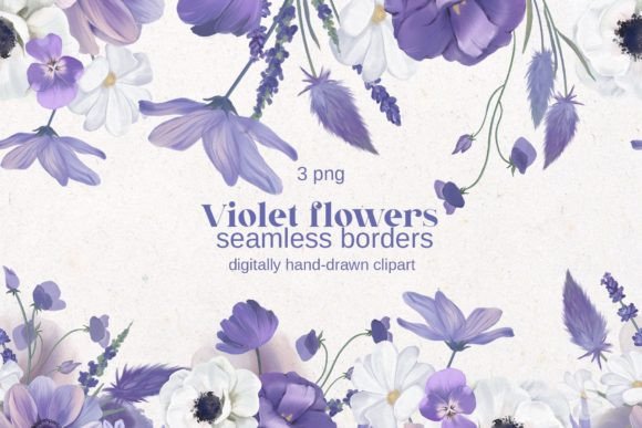 Download Violet Flowers Seamless Border PNG - Violet Collection