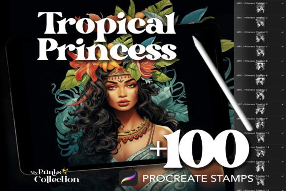 Download 100+ Procreate Princess Tropical Stamps - Tropical Collection