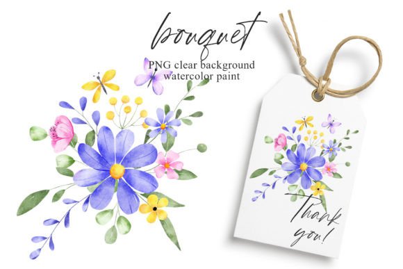Download Watercolor Flowers, Violet Composition. - Violet Collection