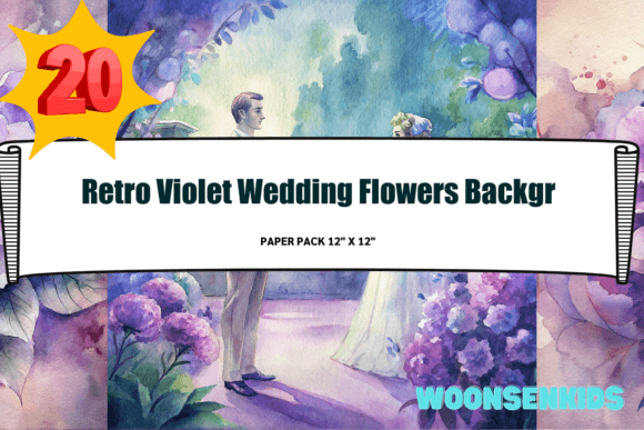 Download Top Retro Violet Wedding Flowers Background Watercolor Png Kdp Digital Paper - Violet Collection