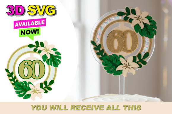 Download Tropical Leaf Cake Topper 3D SVG - Premium Resources