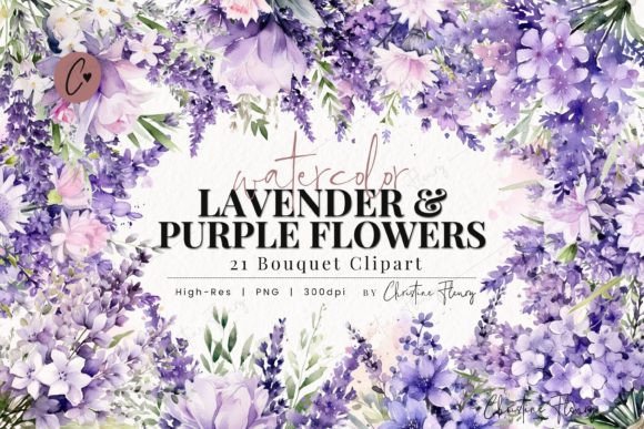 Download Watercolor Lavender &amp; Purple Flowers PNG - Watercolor lavender Collection