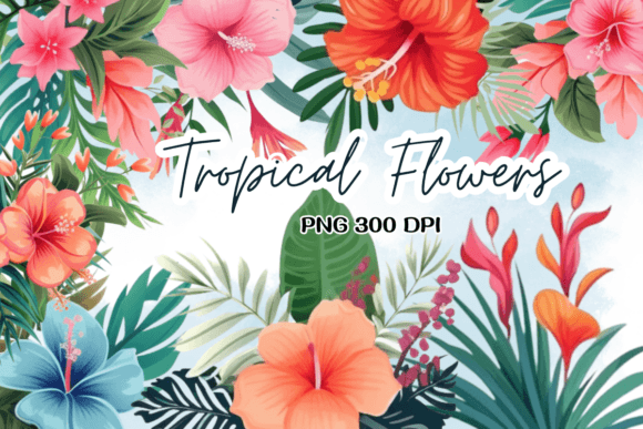 Download Tropical Flowers Summer Watercolor PNG - Tropical Collection