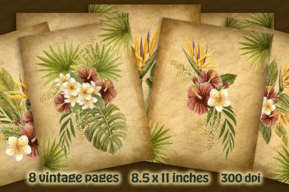 Download Tropical Flowers Bouquets Vintage Pages - Tropical Collection