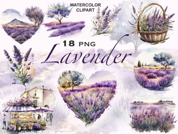 Download Watercolor Lavender Field, Lilac Clipart - Watercolor lavender Collection