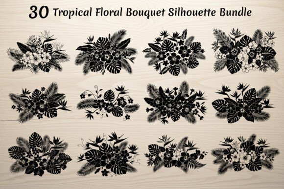 Download Tropical Floral Bouquet SilhouetteBundle - Tropical Collection