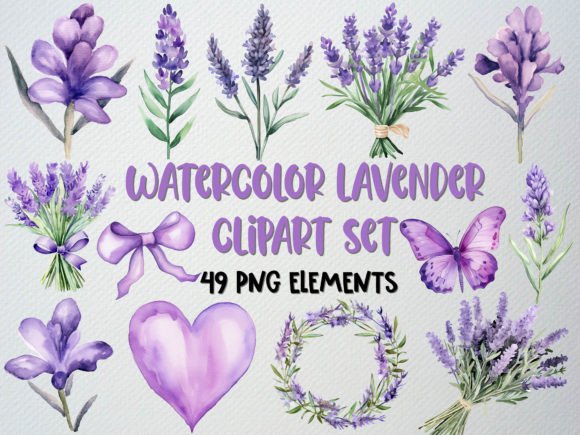 Download Watercolor Lavender Clipart, Floral Png - Watercolor lavender Collection