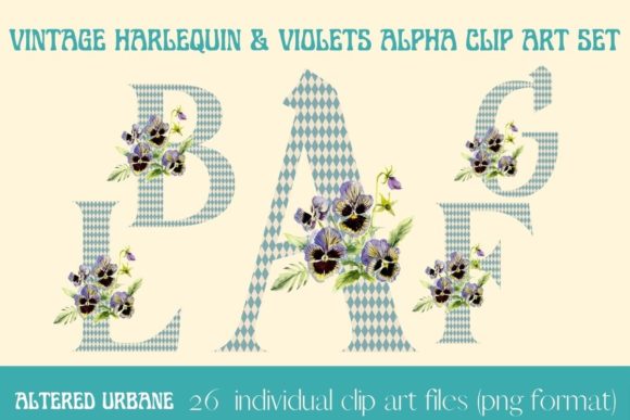 Download Harlequin &amp; Violets Alpha Clip Art Set - Violet Collection