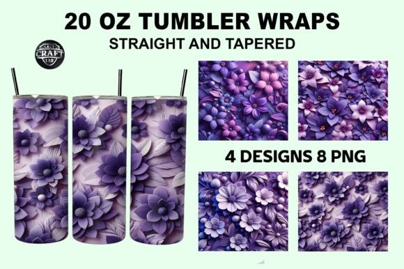 Download 3D Violet Flowers Tumbler Wrap 20oz PNG - Violet Collection