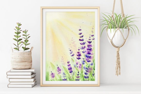 Download Watercolor Lavender Field Wall Art - Watercolor lavender Collection
