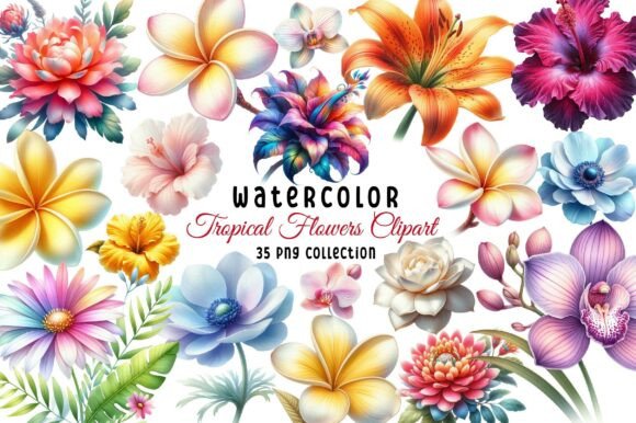 Download Tropical Flowers Clipart Bundle - Tropical Collection