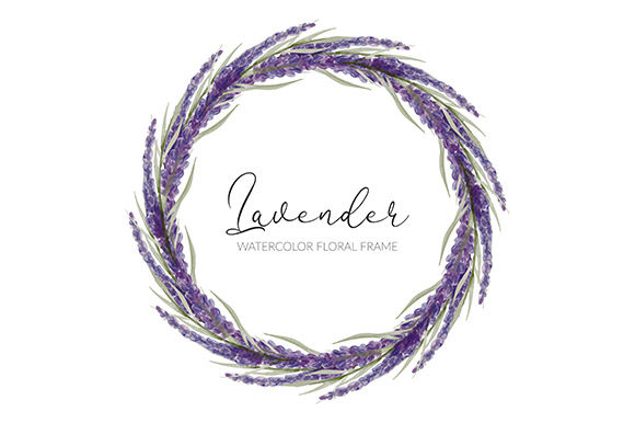 Download Watercolor Lavender Flower Wreath Frame - Watercolor lavender Collection