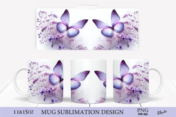 Download Violet Butterfly with Flowers Mug PNG - Violet Collection