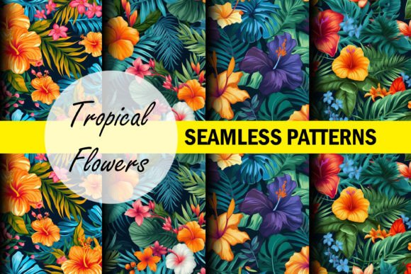 Download Tropical Flowers Seamless Patterns - Tropical Collection